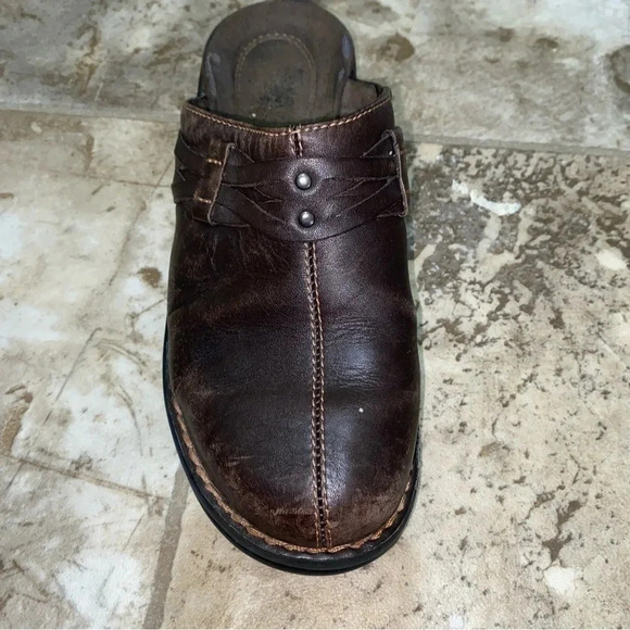 Women’s Clark’s Slip on Brown Leather Causal  Comfort Clog Mules shoes size 6 - Picture 12 of 14